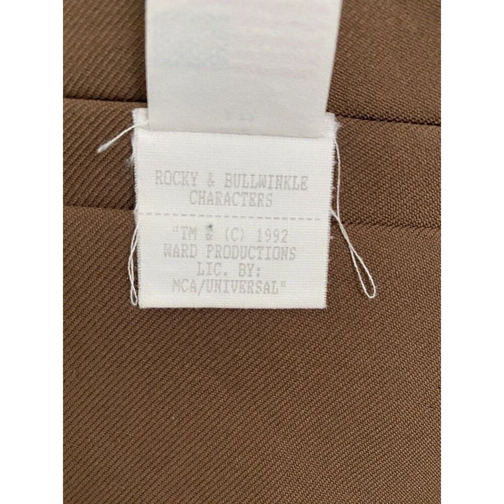 Too Cute Rocky Bullwinkle Vest‎ Men's L Brown 1992 Hanna Barbara Boris Cartoon